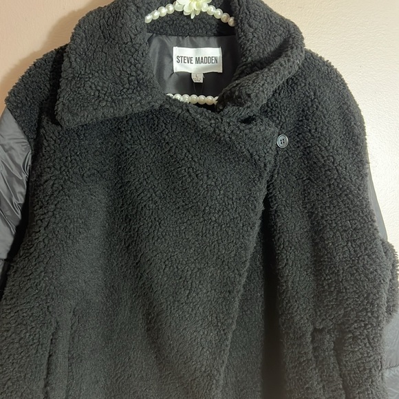 Steve Madden Mixed Media Sherpa Jacket - Picture 2 of 7